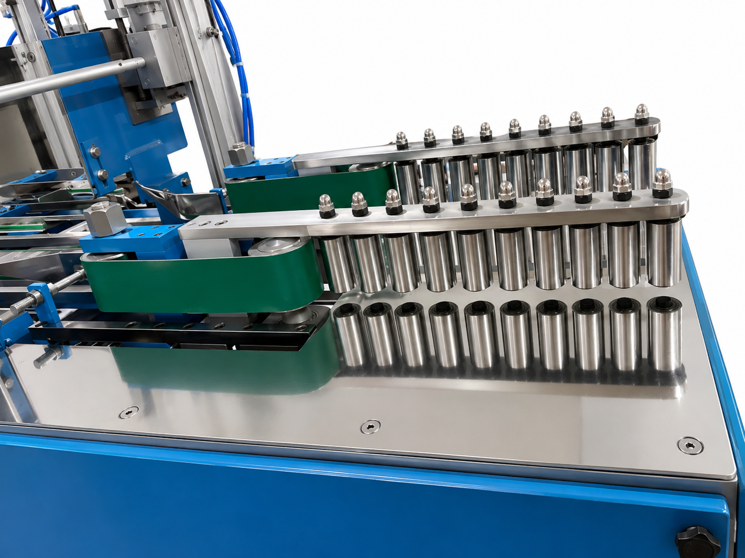 Box Pasting Machine — box guide rollers and pressing belts